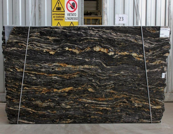 slab of black cosmic stone from grama blend uk