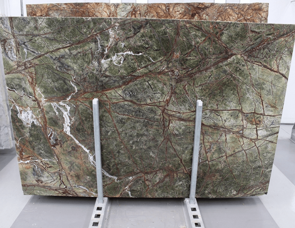 large slab of rainforest green stone from grama blend uk