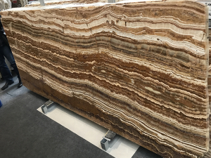 vein cut slab of tiger onyx stone from grama blend uk