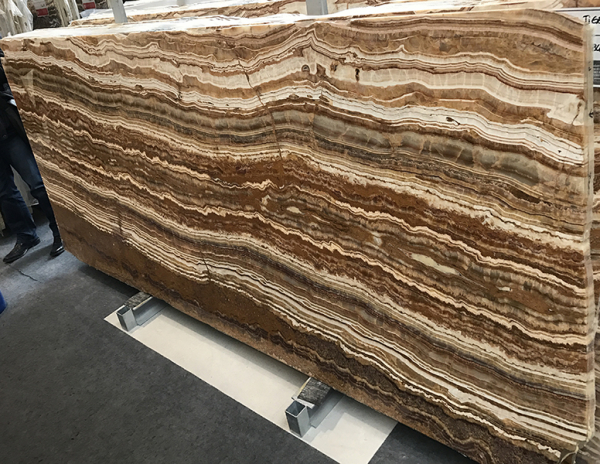 vein cut slab of tiger onyx stone from grama blend uk