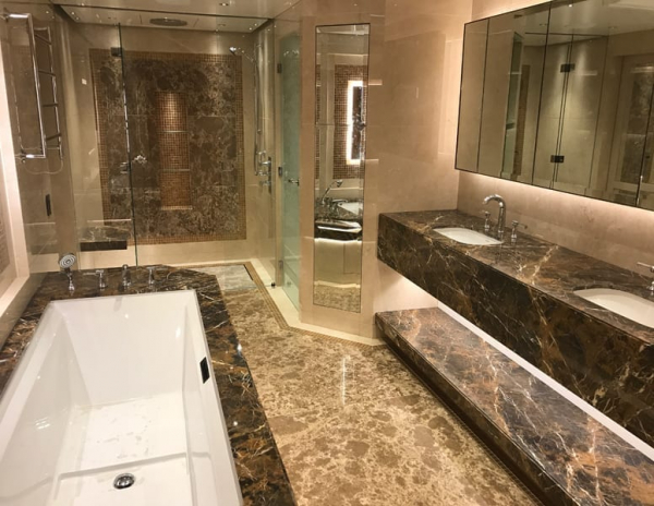 black and gold finished bathroom